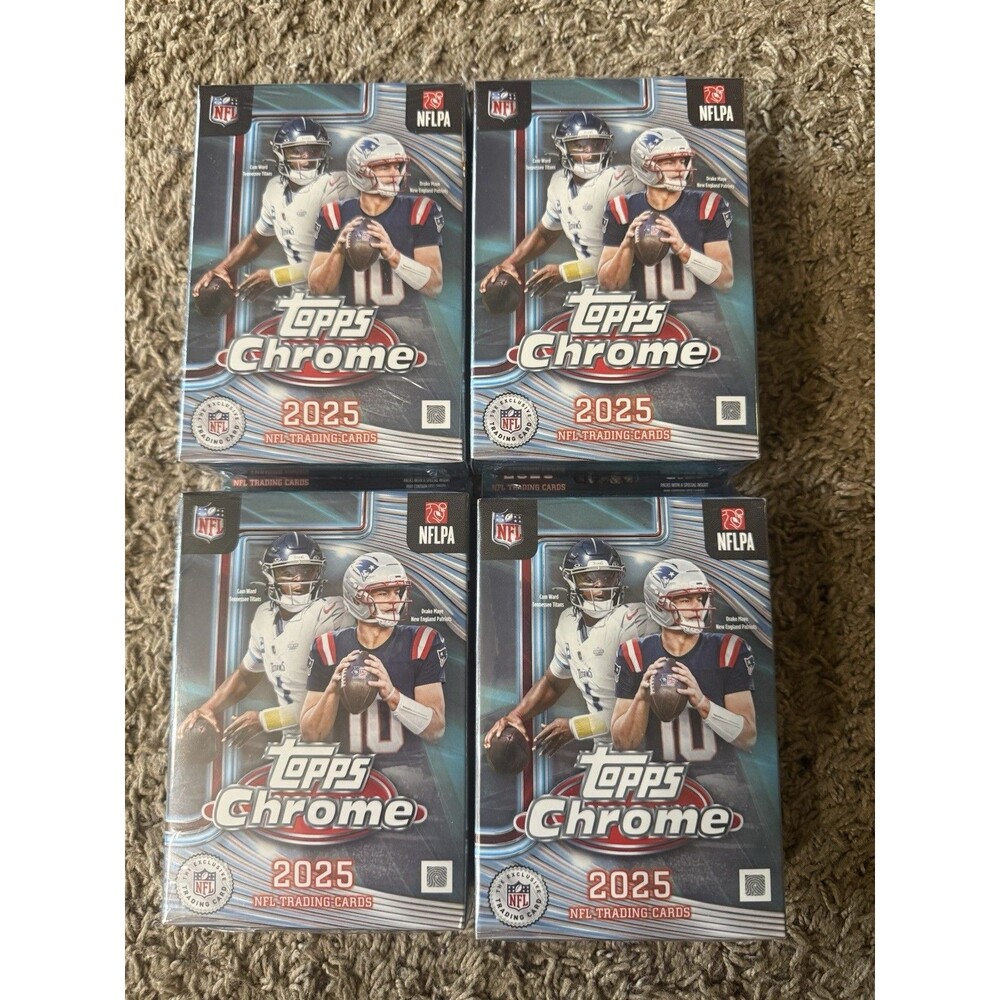 [LOT OF 4] 2025 Topps Chrome NFL Hanger Box FACTORY SEALED BRAND NEW - Ship Fast